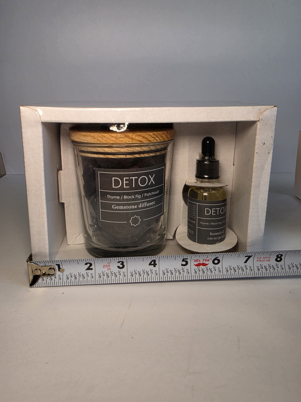 NWT F&F Salt Rock Gemstone Diffuser Set Black Essential Oil Blend Detox Modern - Picture 7 of 7